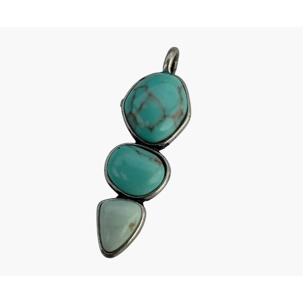 Turquoise Three Stone Pendant Silver Setting 22$